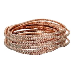 Express Rose Gold Clear Crystals Set of 8 Stackable Stretch Bracelets